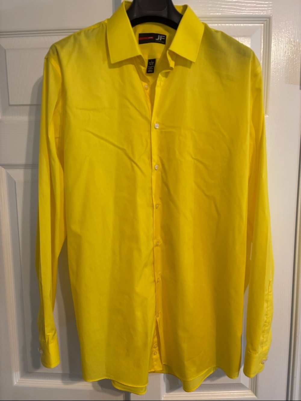 jf j.ferrar Bright Yellow Men's Dress Shirt